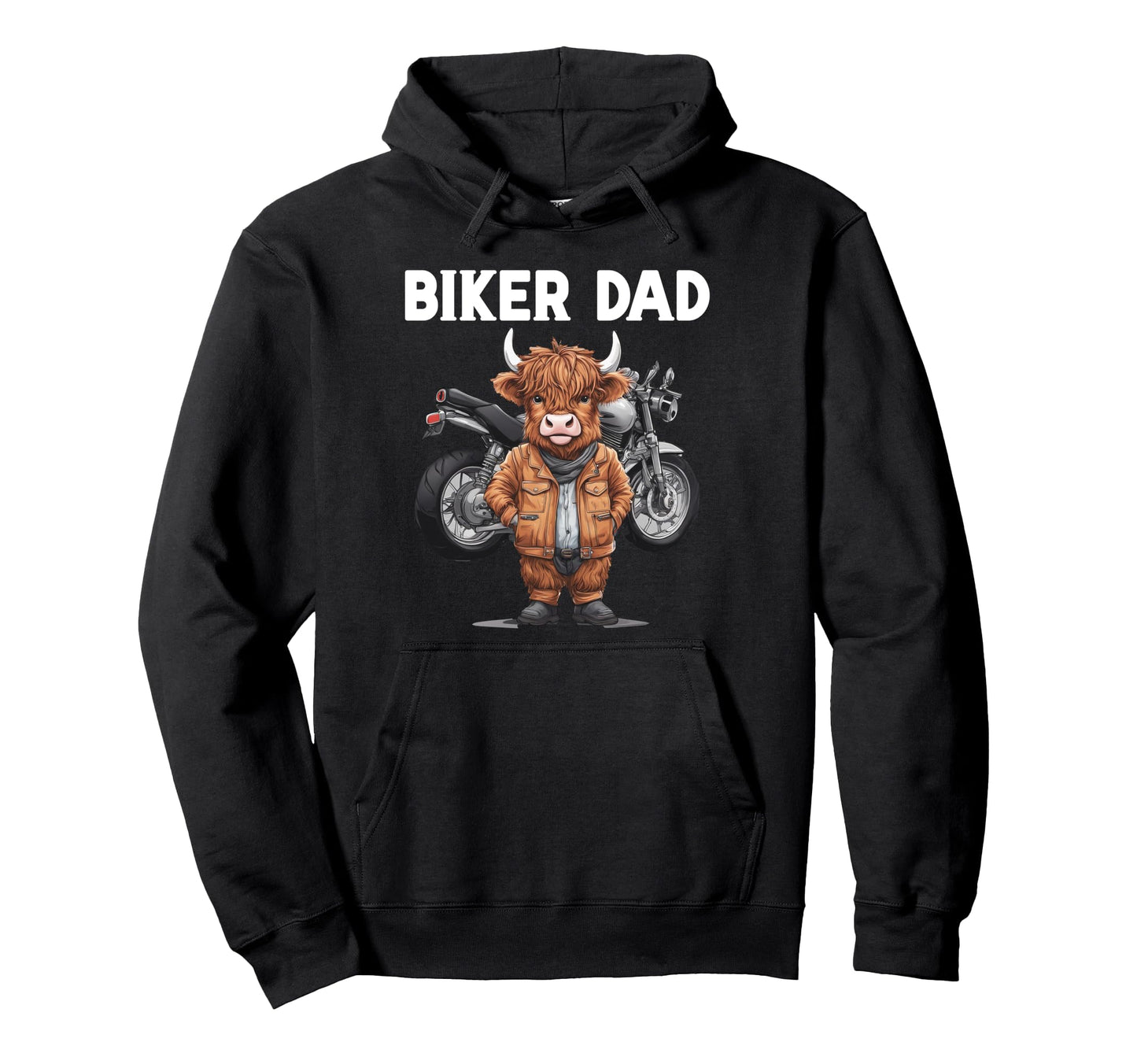 Biker Dad Funny Biker Scottish Highland Hoodie - Graphic Print for Adults - T-Shirt, Sweatshirt, Hoodie