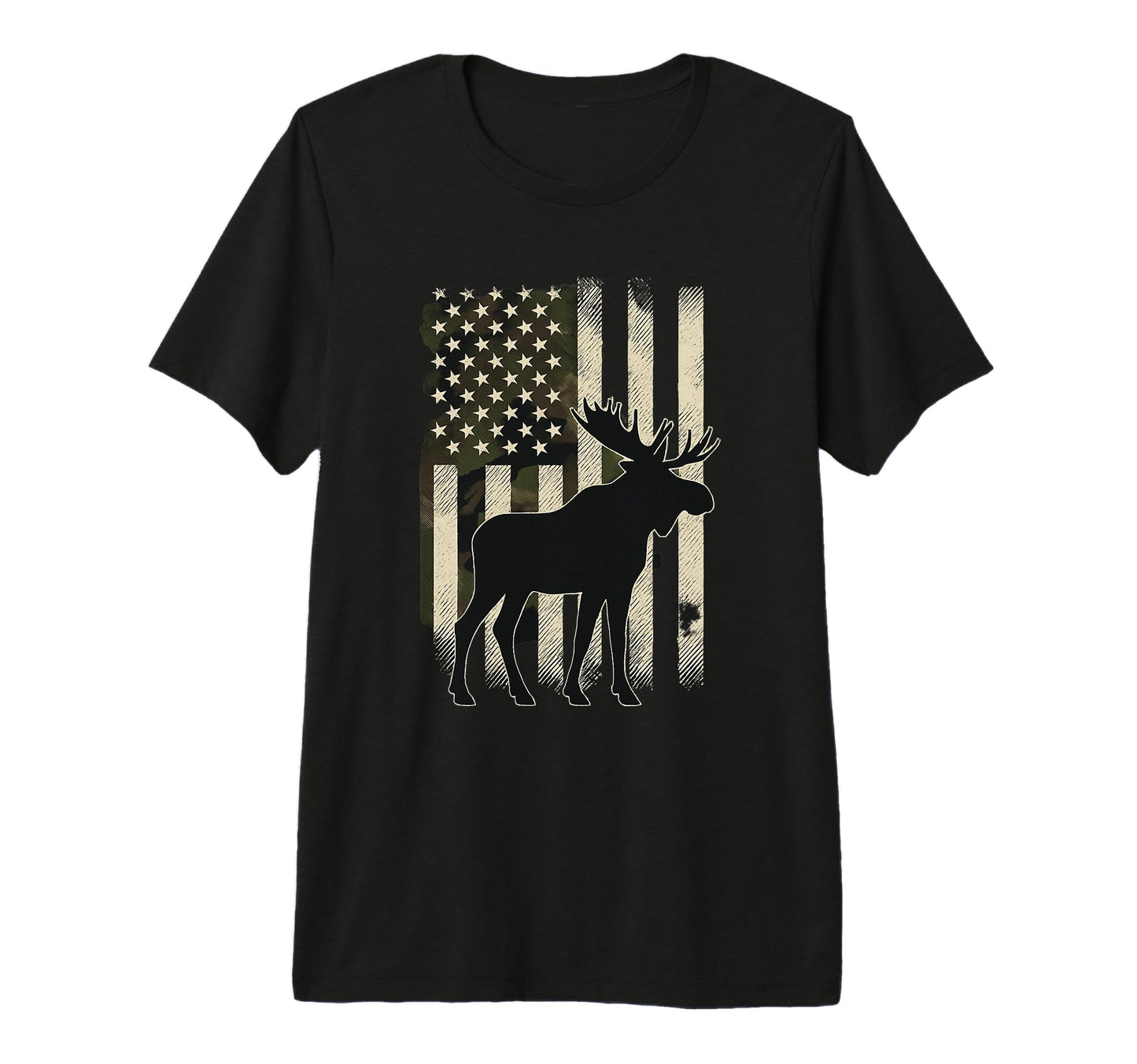Camo Us Flag Moose Bull Cow Camoflage T-Shirt - Trendy Graphic Men Women - T-Shirt, Sweatshirt, Hoodie