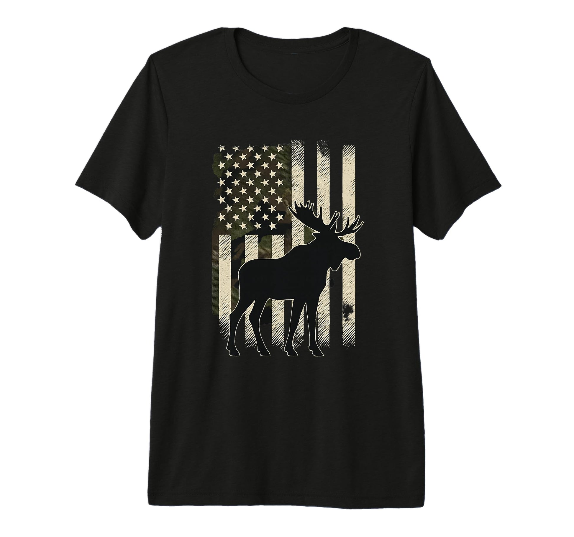 Camo Us Flag Moose Bull Cow Camoflage T-Shirt - Trendy Graphic Men Women - T-Shirt, Sweatshirt, Hoodie