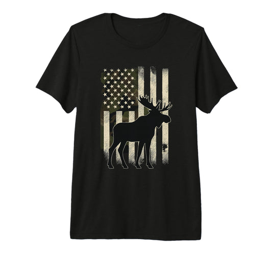 Camo Us Flag Moose Bull Cow Camoflage T-Shirt - Trendy Graphic Men Women - T-Shirt, Sweatshirt, Hoodie