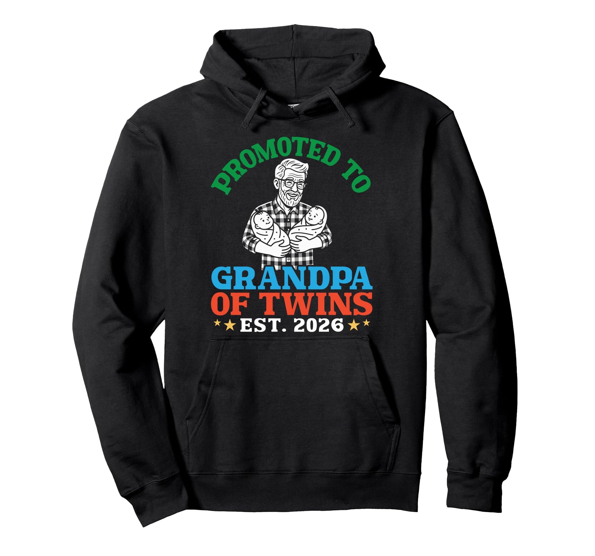 Promoted To Grandpa Twins Est 2026 Hoodie - Fun Novelty Design for Adults - T-Shirt, Sweatshirt, Hoodie