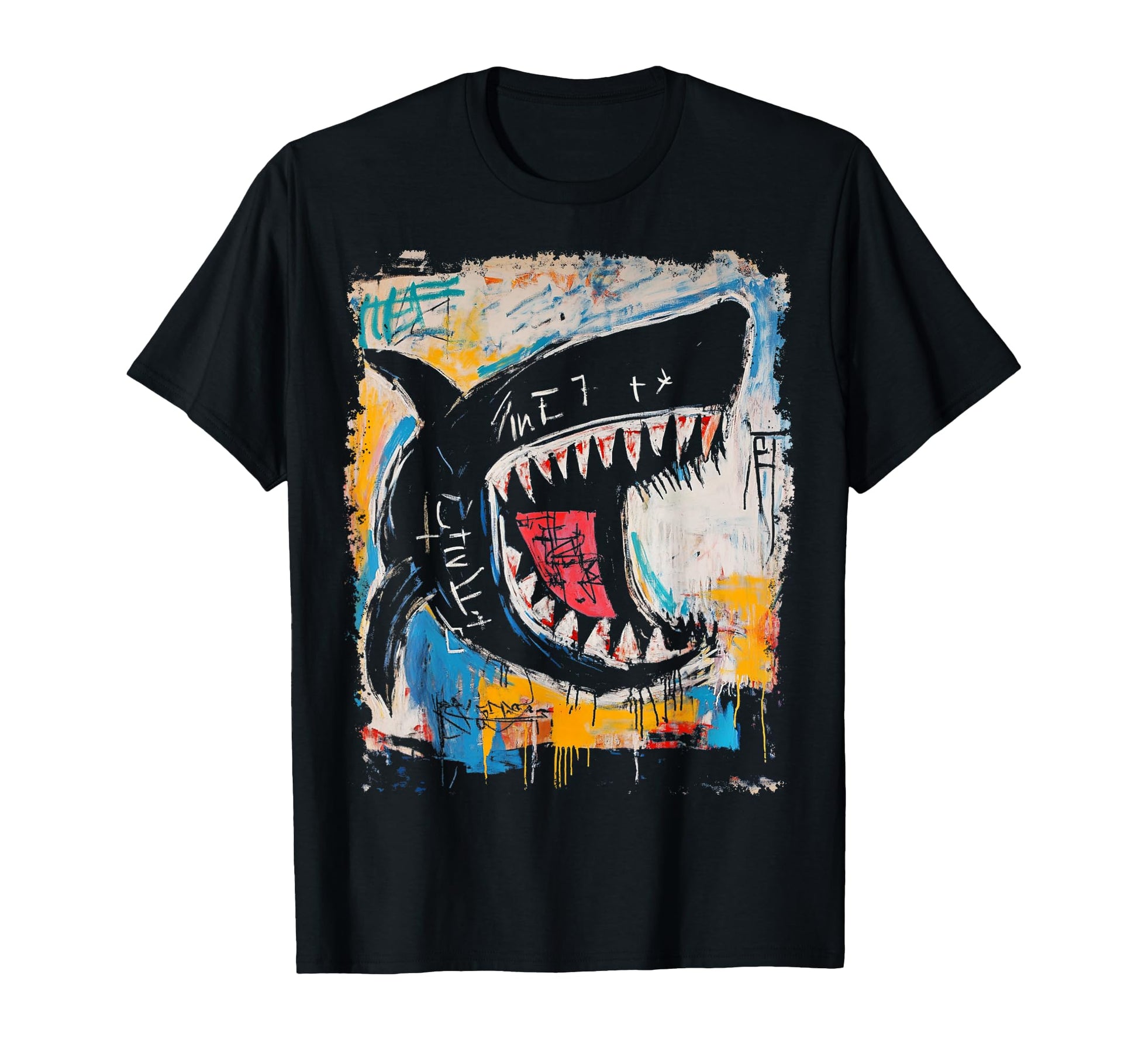 Pop Art Shark 90S Graffiti T-Shirt - Graphic Print Men Women - T-Shirt, Sweatshirt, Hoodie