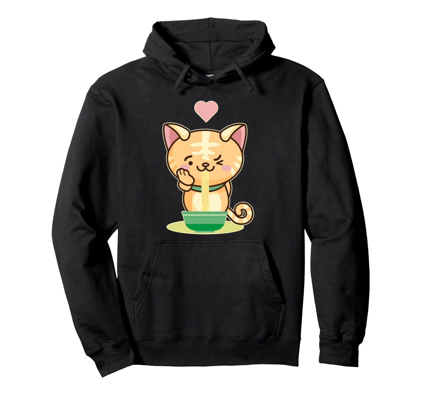 Kawaii Cat Kitten Kitty Ramen Noodles Hoodie - Novelty Apparel Men Women - T-Shirt, Sweatshirt, Hoodie