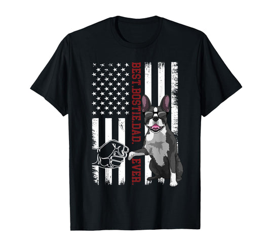 Boston Terrier Dad Dog American T-Shirt - Aesthetic Graphic for Adults - T-Shirt, Sweatshirt, Hoodie