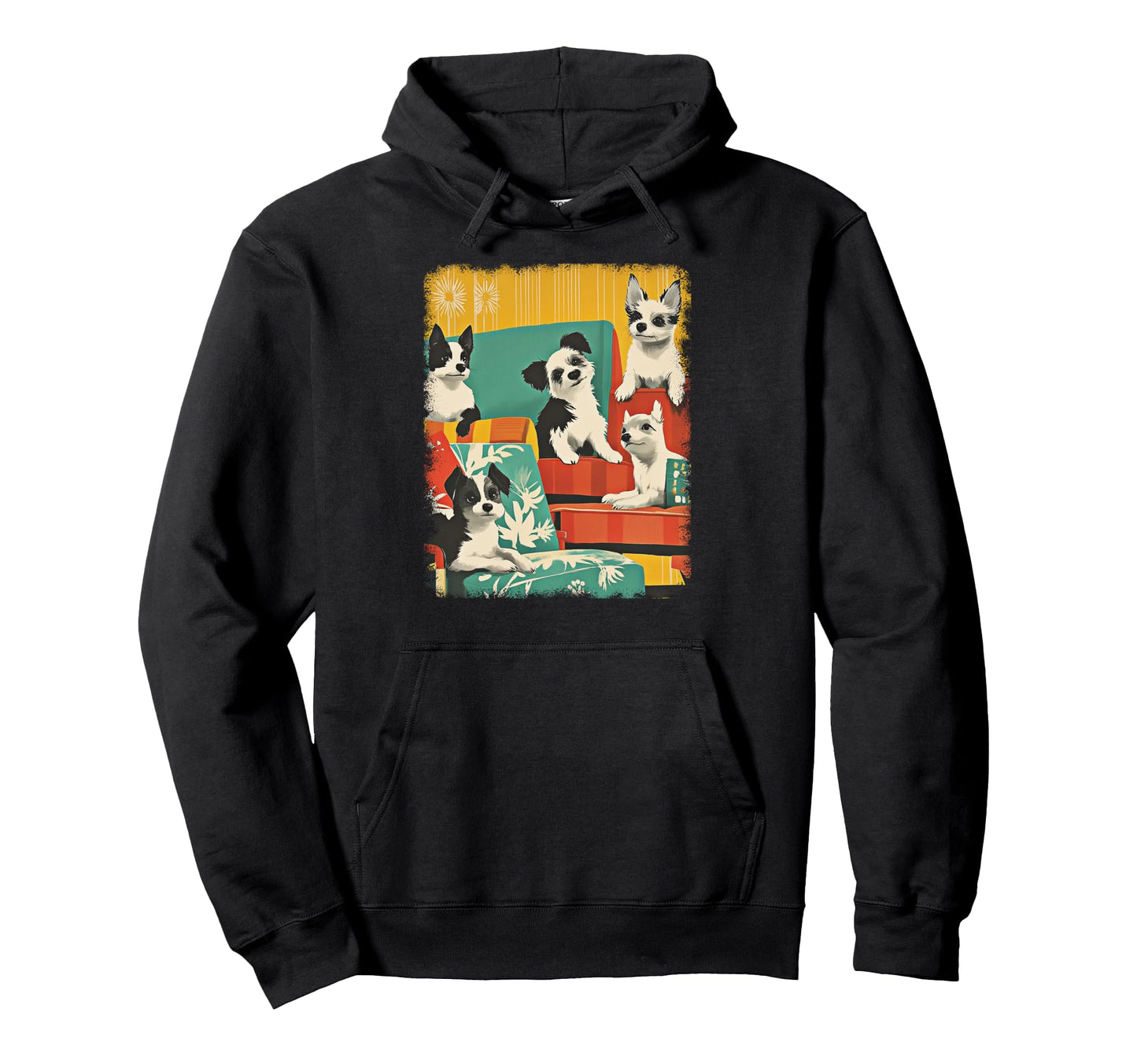 Mid Century Modern Dogs 50S 60S Hoodie - Trendy Graphic for Adults - T-Shirt, Sweatshirt, Hoodie