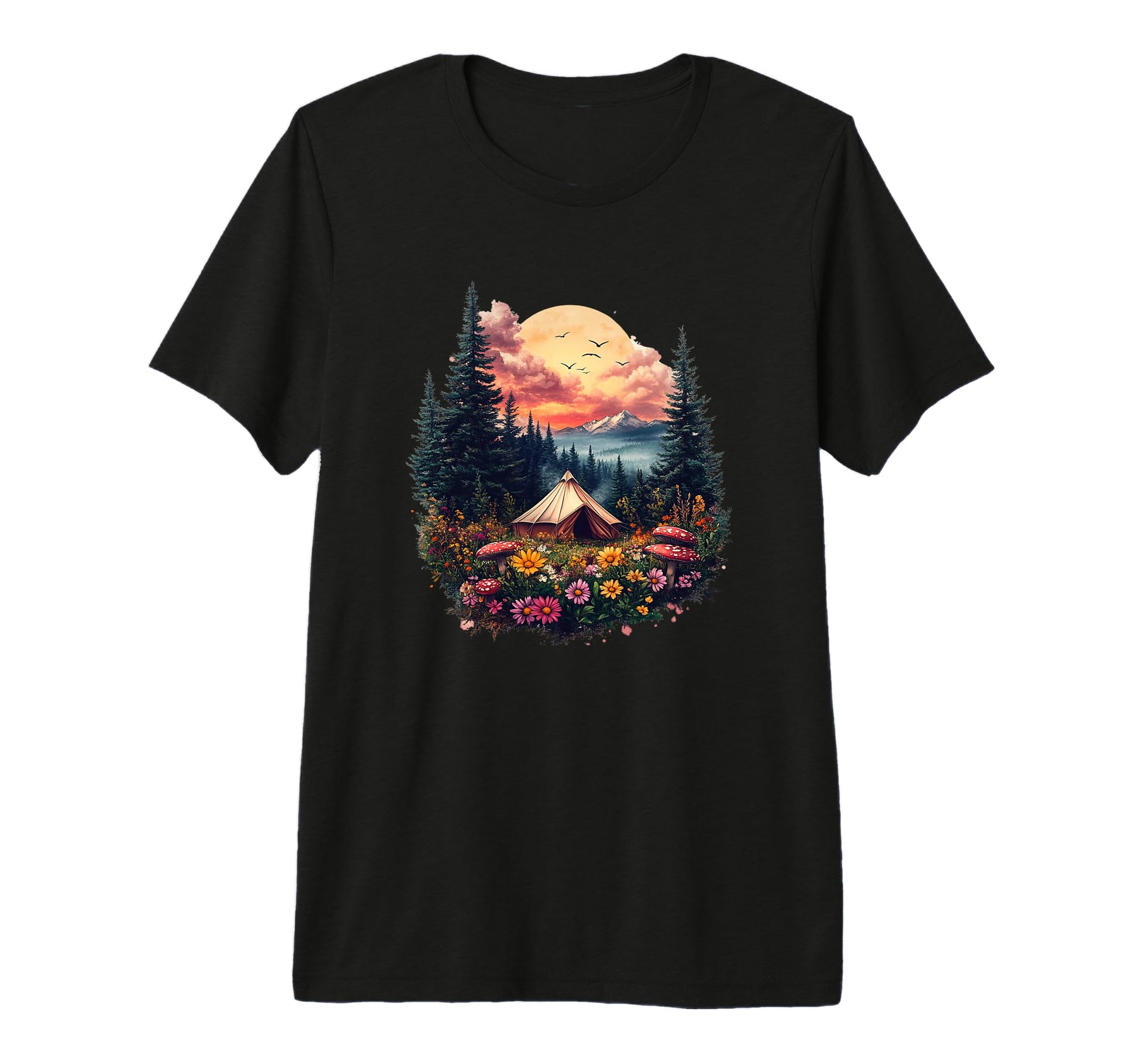 Cozy Camping Tent Boho Forest T-Shirt - Novelty Apparel for Adults - T-Shirt, Sweatshirt, Hoodie