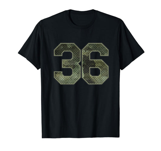 Camo Number 36 Athlete Sports Jersey T-Shirt - Fun Novelty Design Unisex - T-Shirt, Sweatshirt, Hoodie