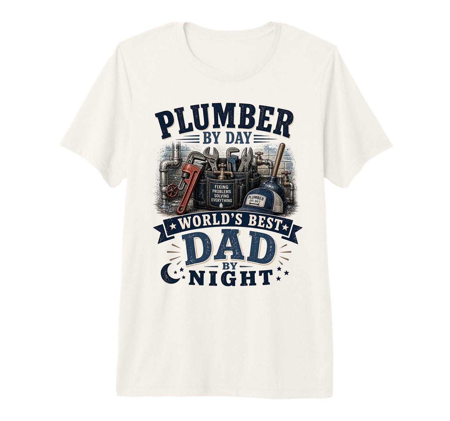 Mens Plumber Day Worlds Best Dad T-Shirt - Casual Everyday Wear for Adults - T-Shirt, Sweatshirt, Hoodie