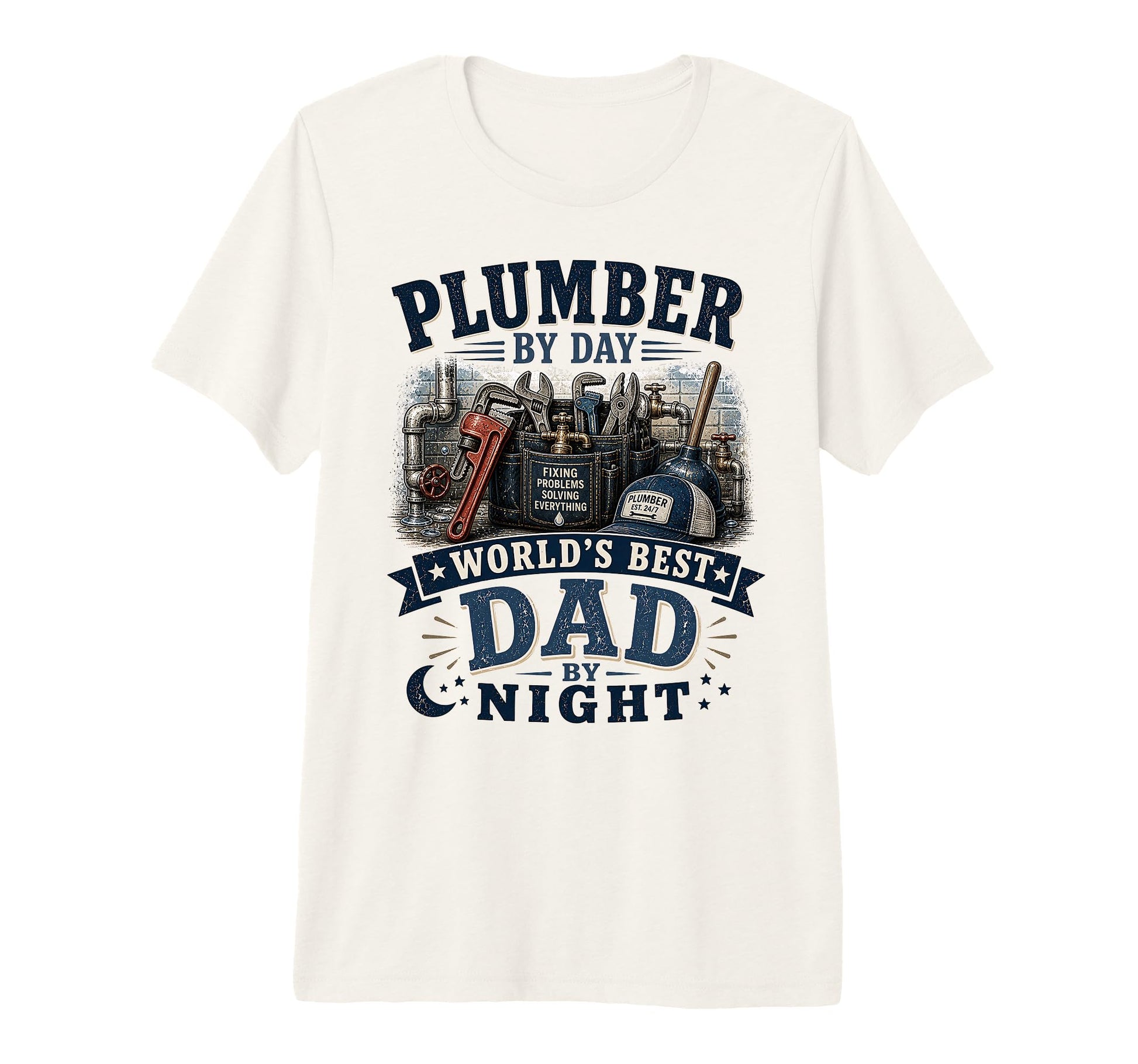 Mens Plumber Day Worlds Best Dad T-Shirt - Casual Everyday Wear for Adults - T-Shirt, Sweatshirt, Hoodie
