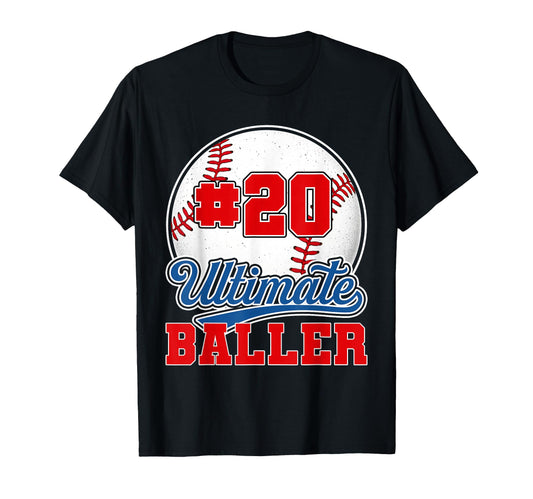 Baseball Baller Player Number 20 T-Shirt - Fun Novelty Design for Adults - T-Shirt, Sweatshirt, Hoodie