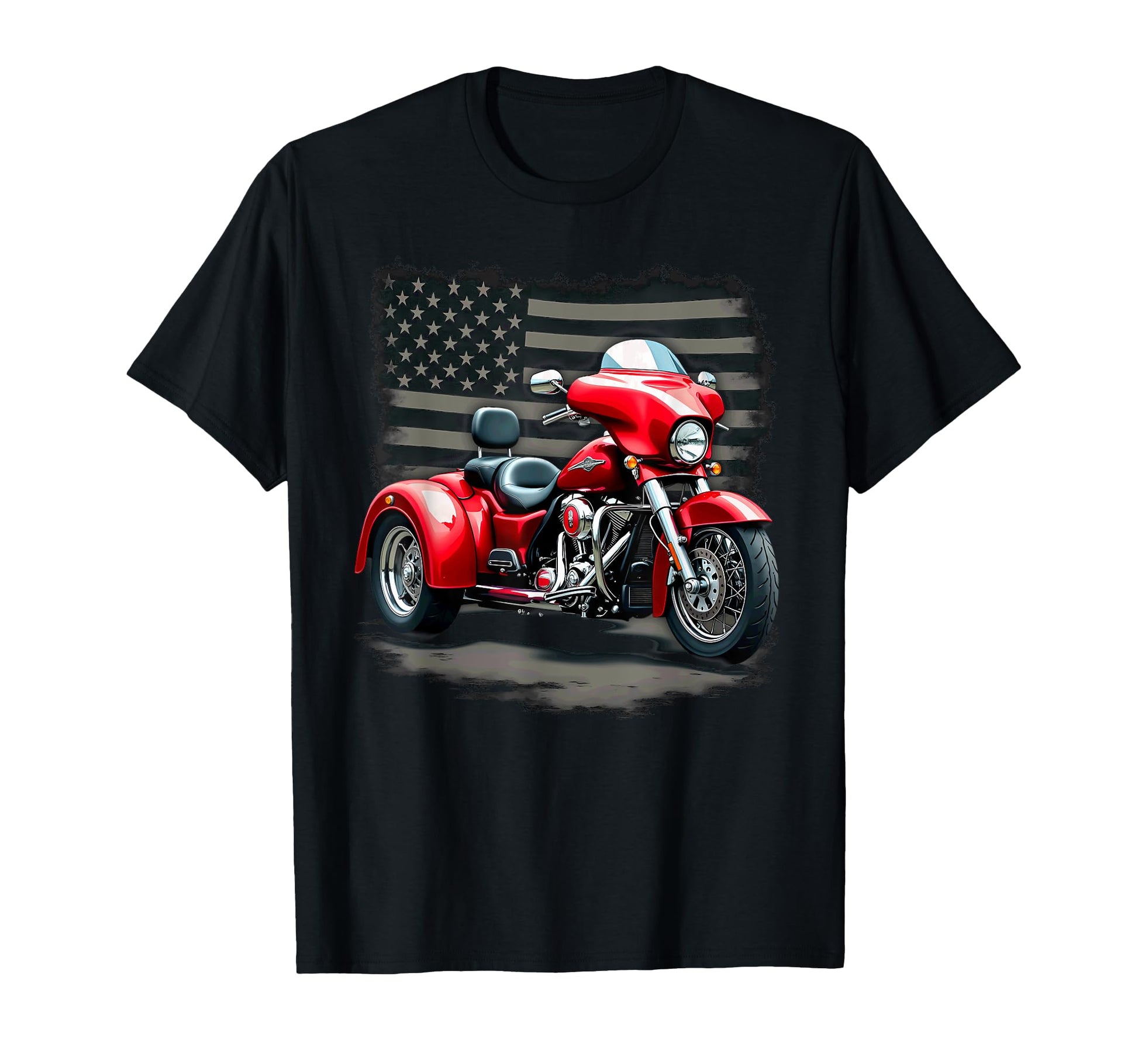 Patriotic Us Flag Motorcycle Trike T-Shirt - Minimalist Print Men Women - T-Shirt, Sweatshirt, Hoodie
