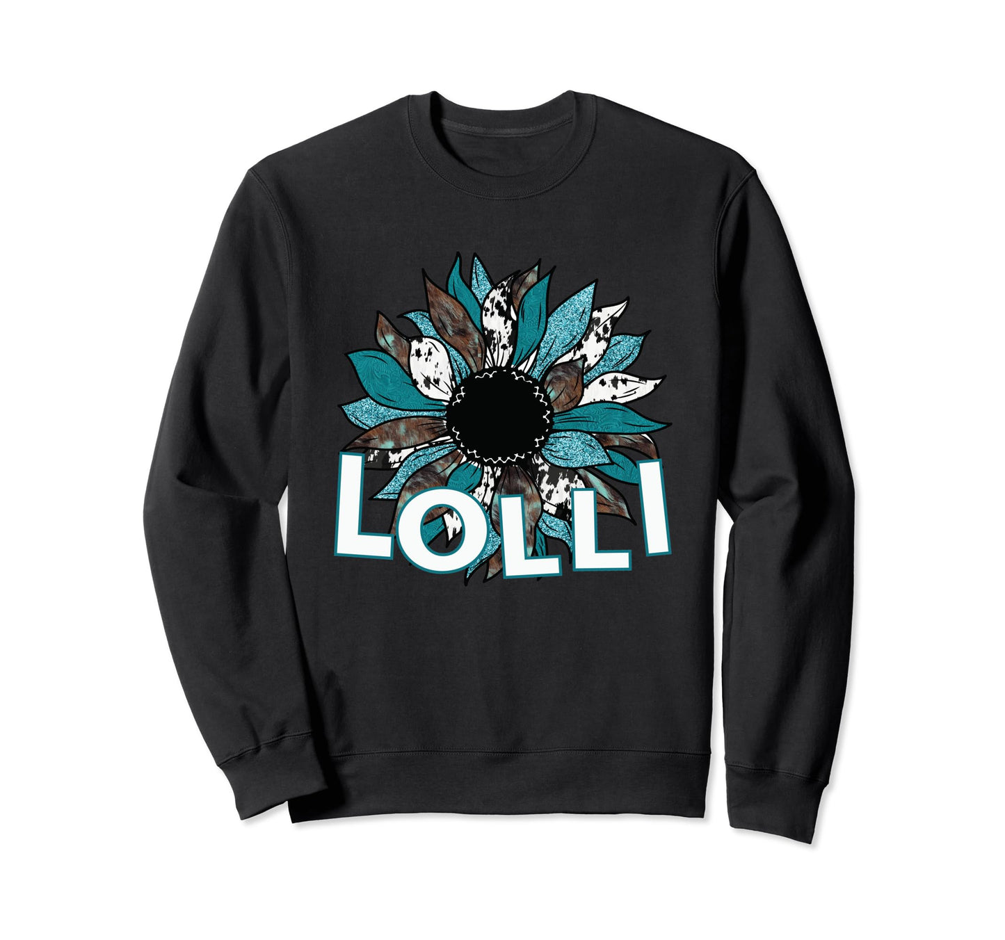 Lolli Tshirts Turquoise Sunflower Sweatshirt - Custom Art Print for Adults - T-Shirt, Sweatshirt, Hoodie