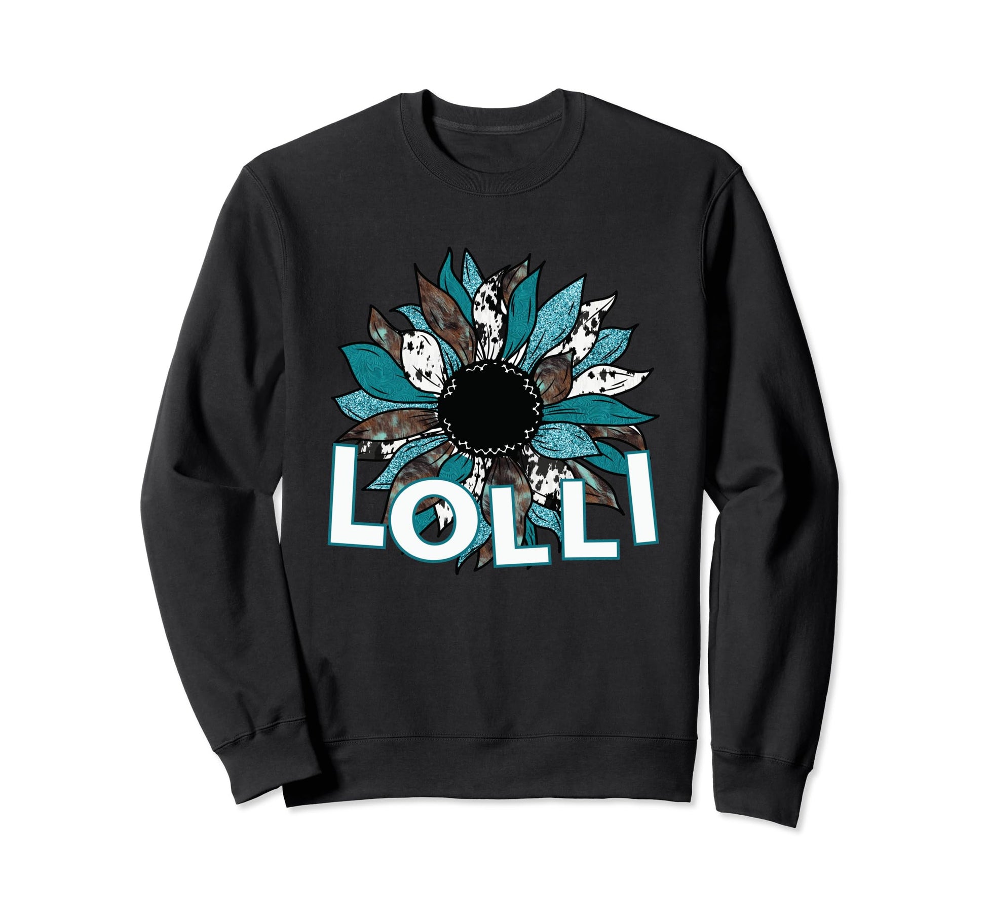 Lolli Tshirts Turquoise Sunflower Sweatshirt - Custom Art Print for Adults - T-Shirt, Sweatshirt, Hoodie