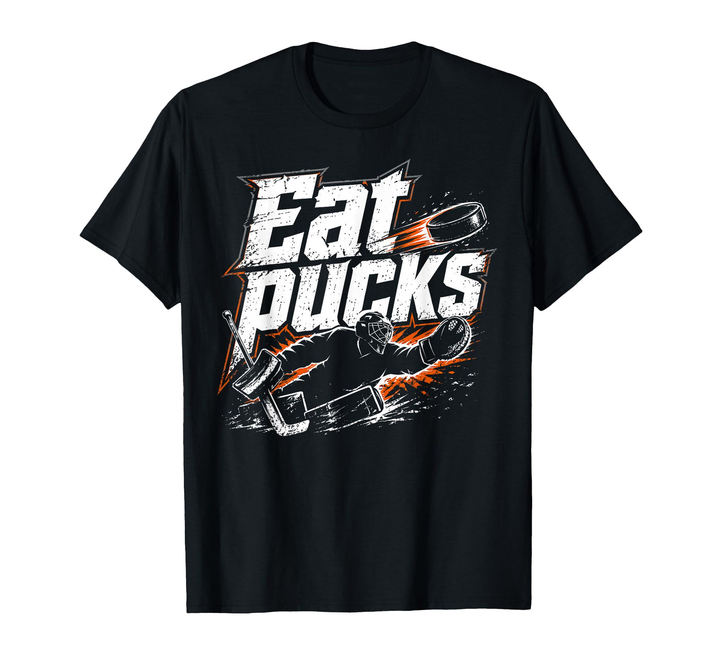 Ice Hockey Goalkeeper Pucks Goalie T-Shirt - Fun Novelty Design for Adults - T-Shirt, Sweatshirt, Hoodie