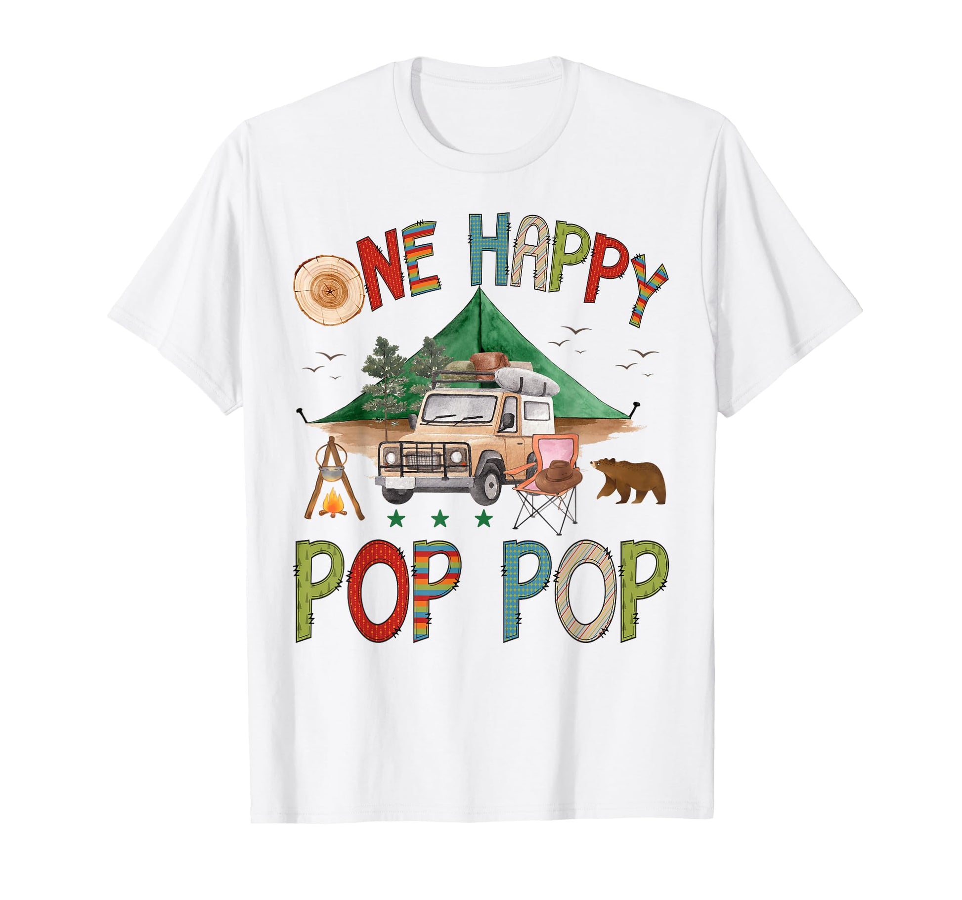 One Happy Pop Pop Camper 1St Birthday T-Shirt - Custom Art Print Unisex - T-Shirt, Sweatshirt, Hoodie