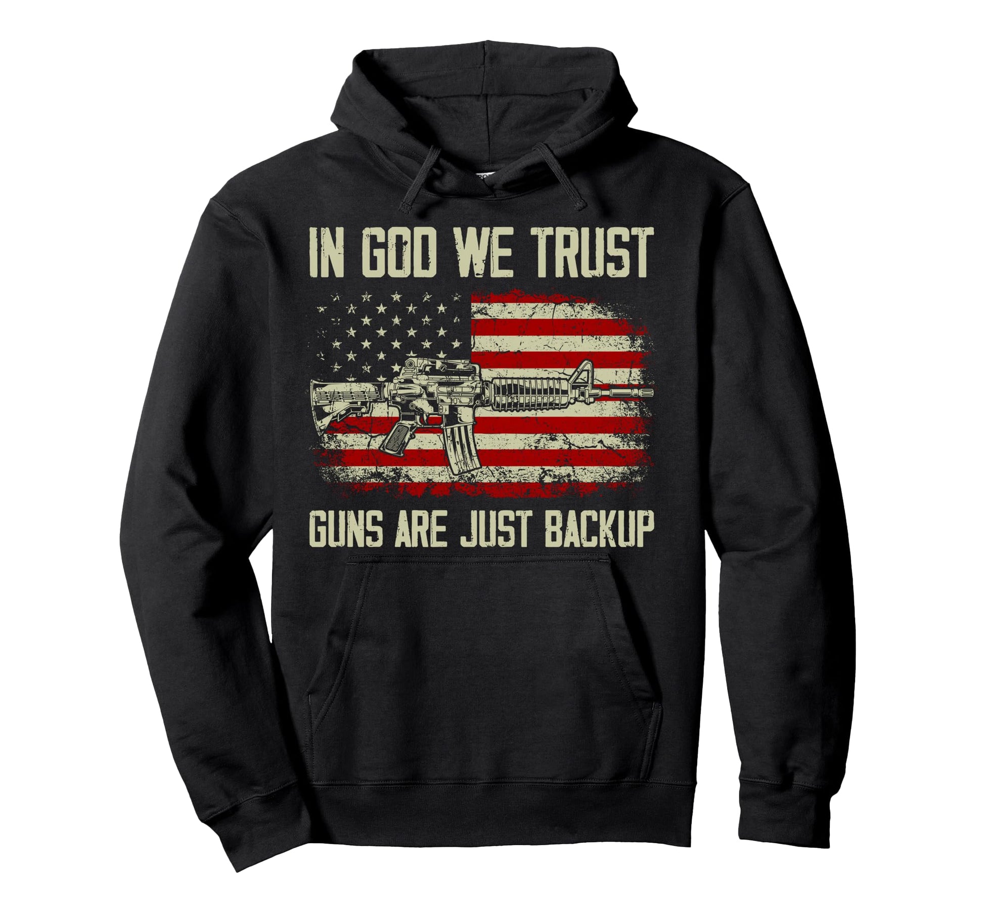 God We Trust Guns Are Just Backup Hoodie - Minimalist Print Men Women - T-Shirt, Sweatshirt, Hoodie