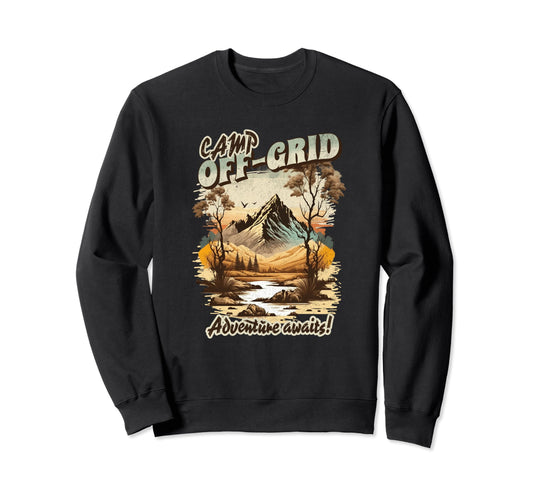 Camping Off Grid Nature Sweatshirt - Minimalist Print for Adults - T-Shirt, Sweatshirt, Hoodie