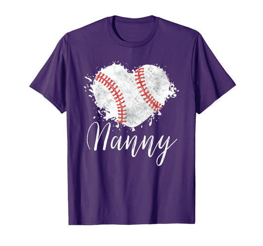 Baseball Nanny Baseball Love Heart T-Shirt - Custom Art Print Unisex - T-Shirt, Sweatshirt, Hoodie