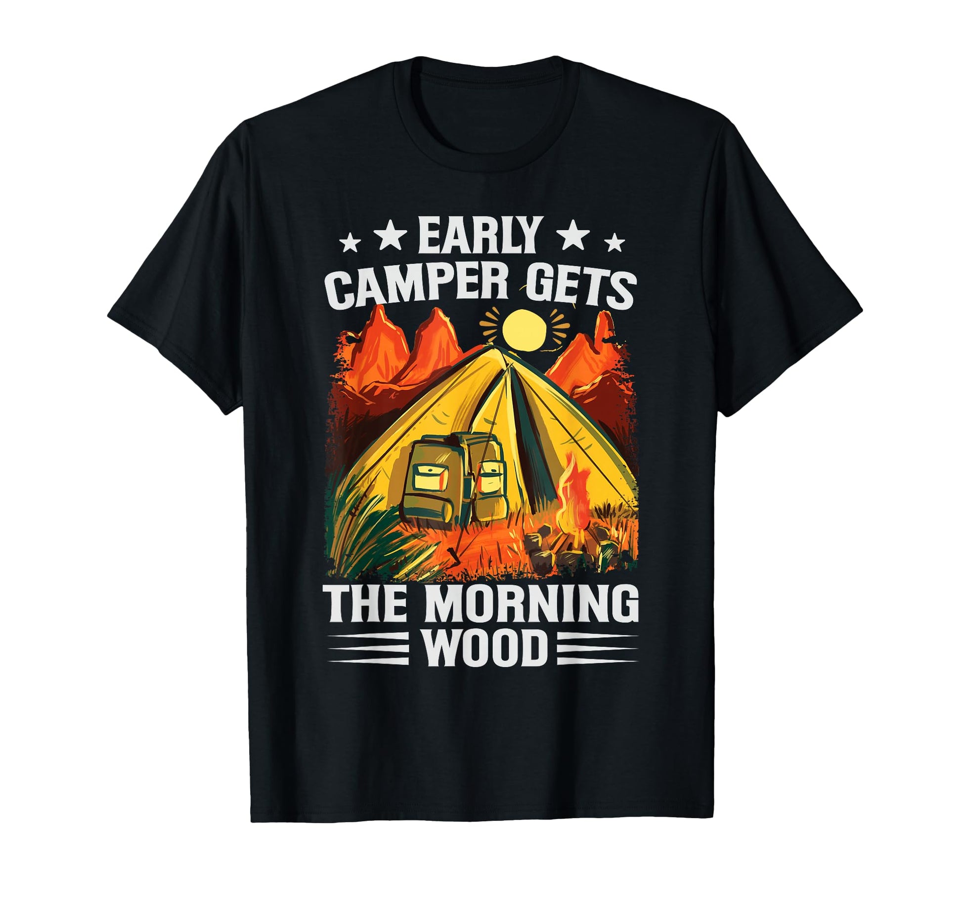 Early Camper Gets Morning Wood T-Shirt - Aesthetic Graphic for Adults - T-Shirt, Sweatshirt, Hoodie