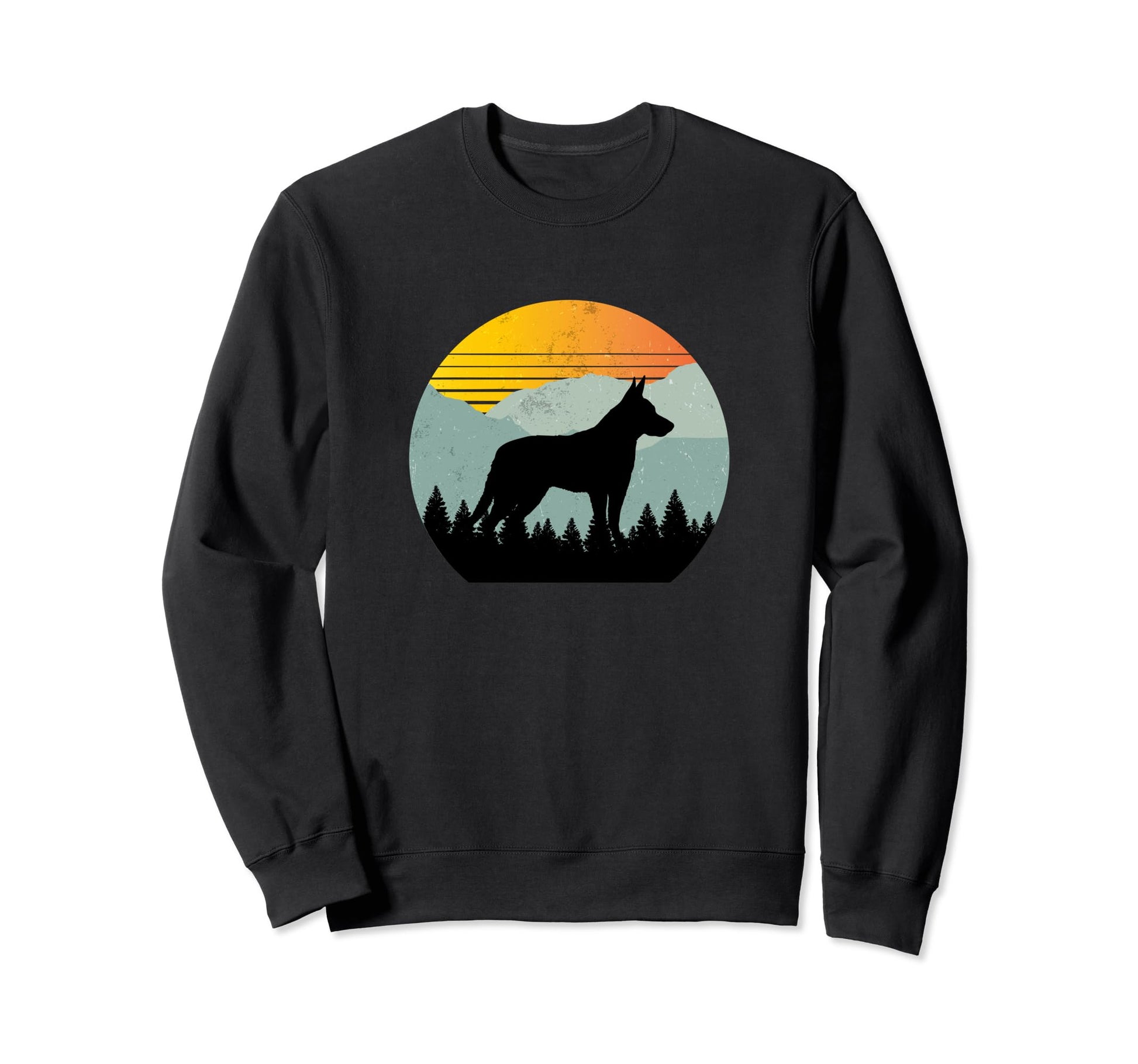 Koolie Dog Sun Mountains Distressed Sweatshirt - Aesthetic Graphic Unisex - T-Shirt, Sweatshirt, Hoodie