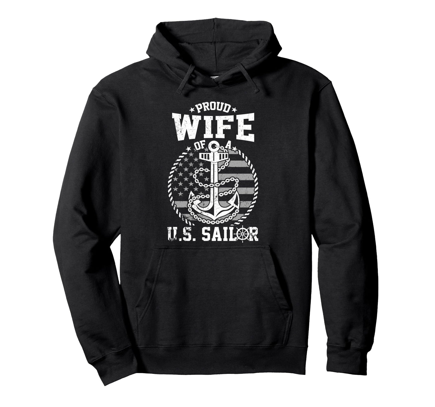 Proud Wife Us Sailor Anchor Flag Usa Hoodie - Unique Graphic for Adults - T-Shirt, Sweatshirt, Hoodie