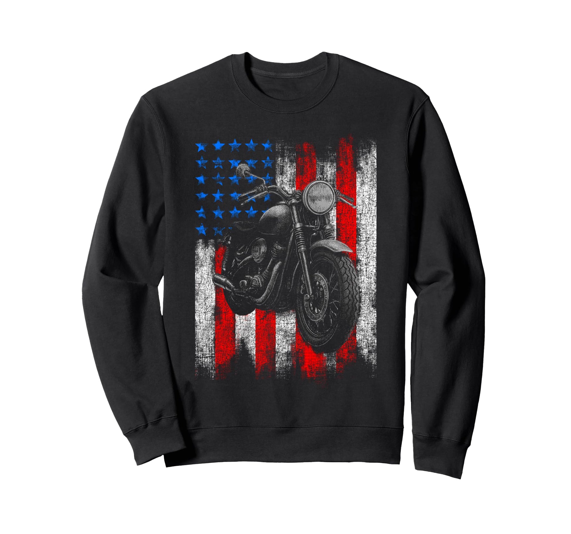 Motorcycle Mens Biker American Flag Sweatshirt - Novelty Apparel Unisex - T-Shirt, Sweatshirt, Hoodie