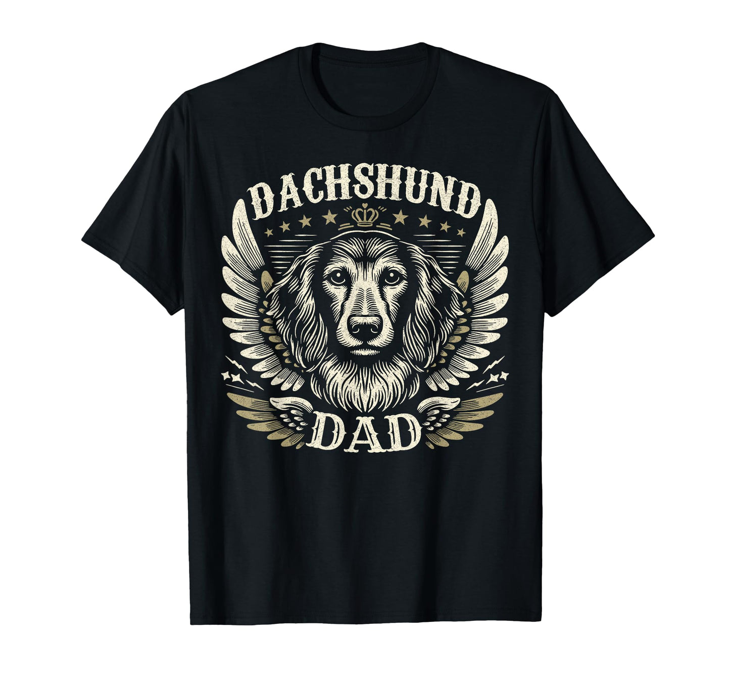 Dachshund Dad Biker Wings Motorcycle T-Shirt - Novelty Apparel Unisex - T-Shirt, Sweatshirt, Hoodie