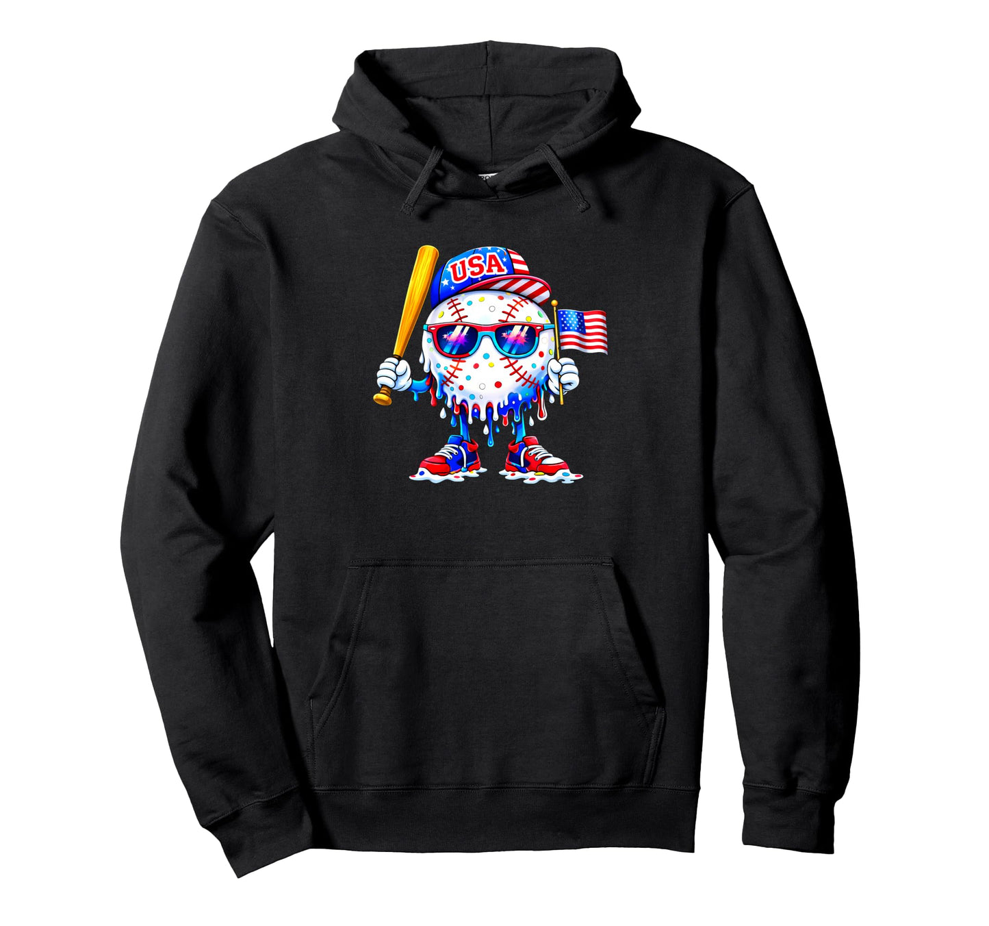 Baseball 4Th July Usa Flag Patriotic Funny Hoodie - Minimalist Print Unisex - T-Shirt, Sweatshirt, Hoodie