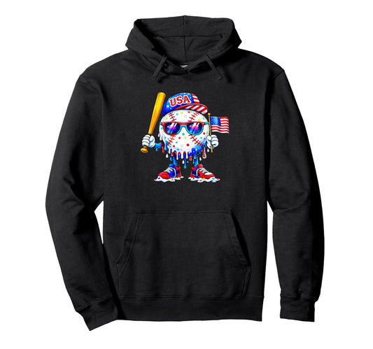 Baseball 4Th July Usa Flag Patriotic Funny Hoodie - Minimalist Print Unisex - T-Shirt, Sweatshirt, Hoodie