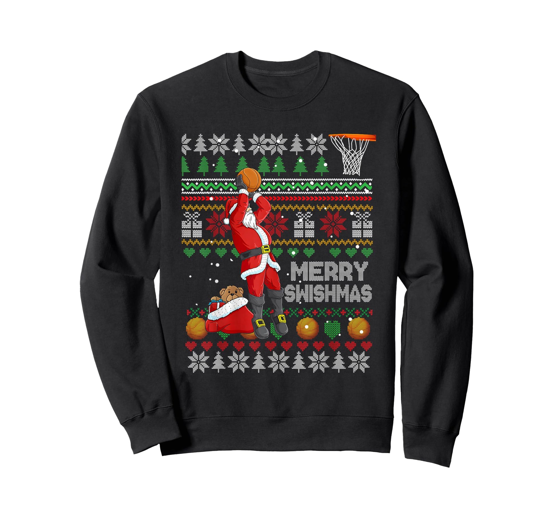Funny Basketball Ugly Santa Merry Sweatshirt - Streetwear Style Men Women - T-Shirt, Sweatshirt, Hoodie