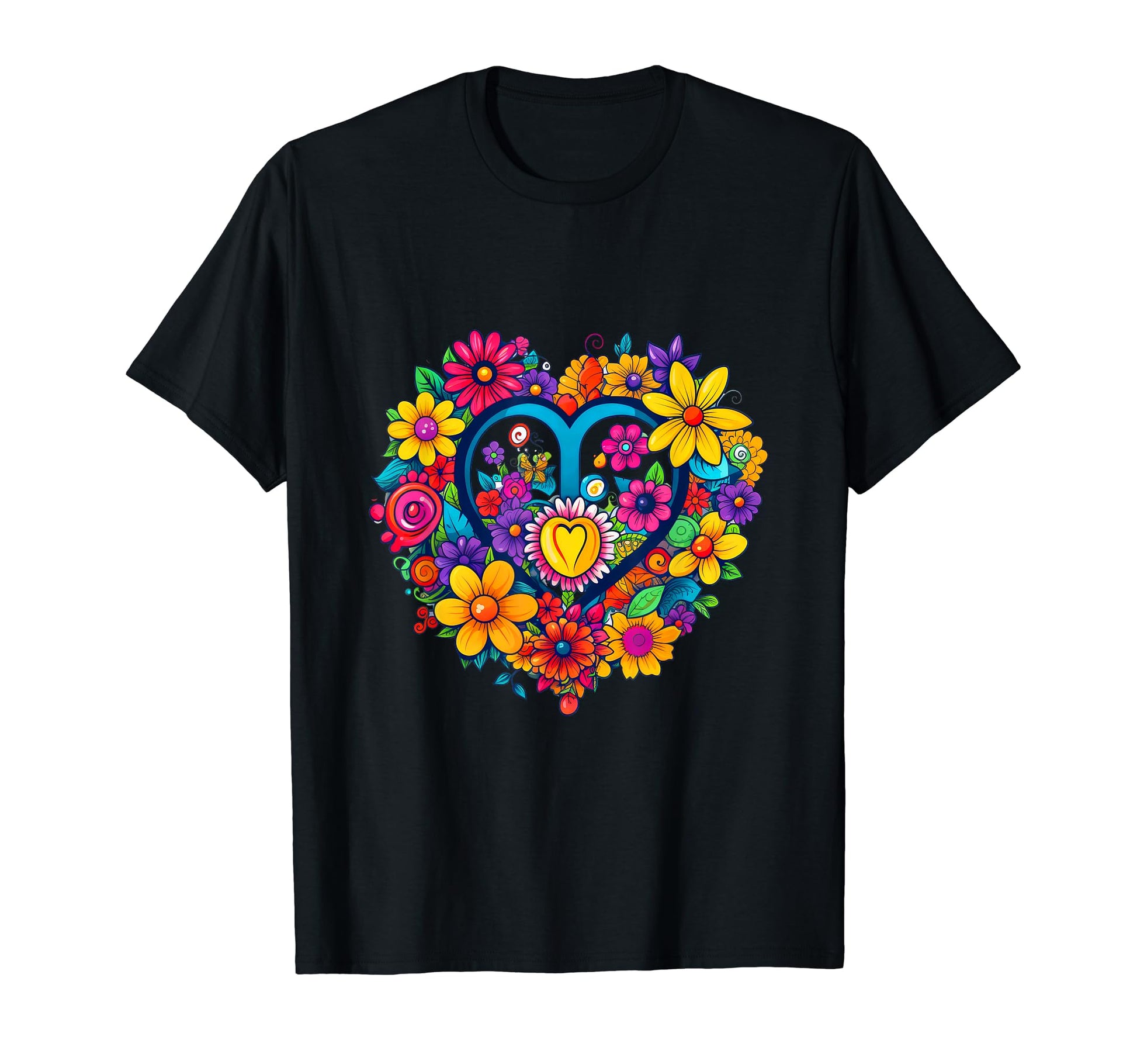 60S 70S Aesthetic Hippie Peace Heart T-Shirt - Minimalist Print for Adults - T-Shirt, Sweatshirt, Hoodie