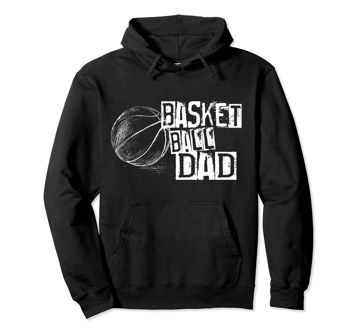 Basketball Ball Dad Distressed Hoodie - Casual Everyday Wear Men Women - T-Shirt, Sweatshirt, Hoodie