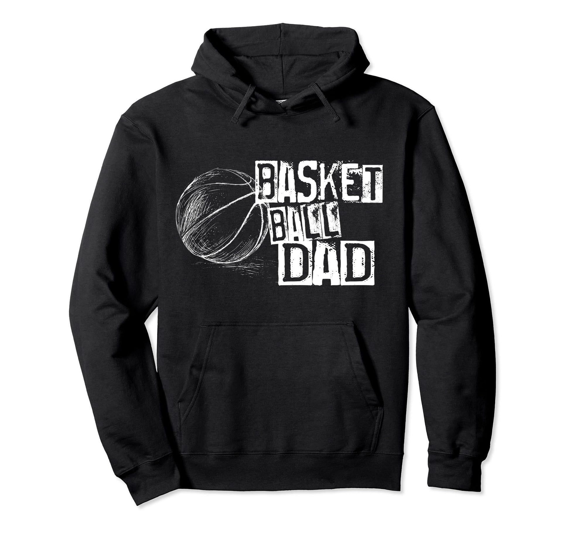 Basketball Ball Dad Distressed Hoodie - Casual Everyday Wear Men Women - T-Shirt, Sweatshirt, Hoodie