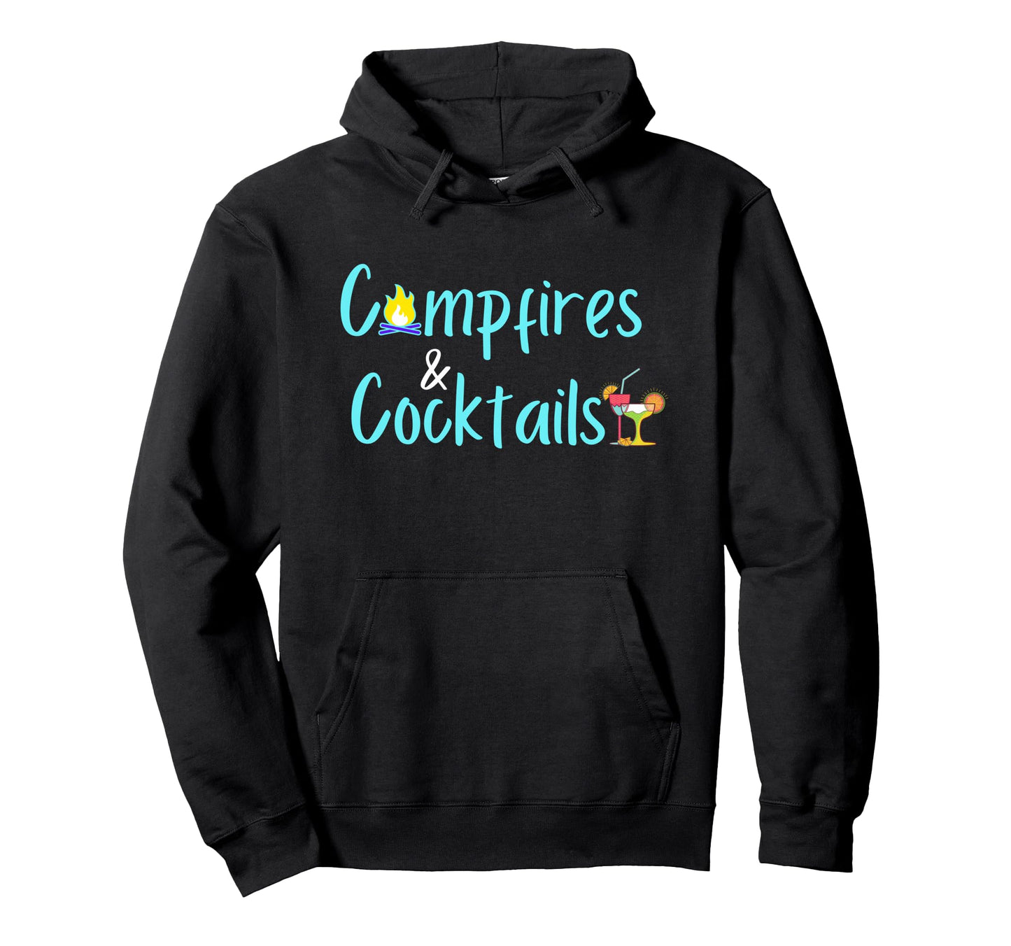 Camping Campfires And Cocktails Funny Hoodie - Novelty Apparel for Adults - T-Shirt, Sweatshirt, Hoodie
