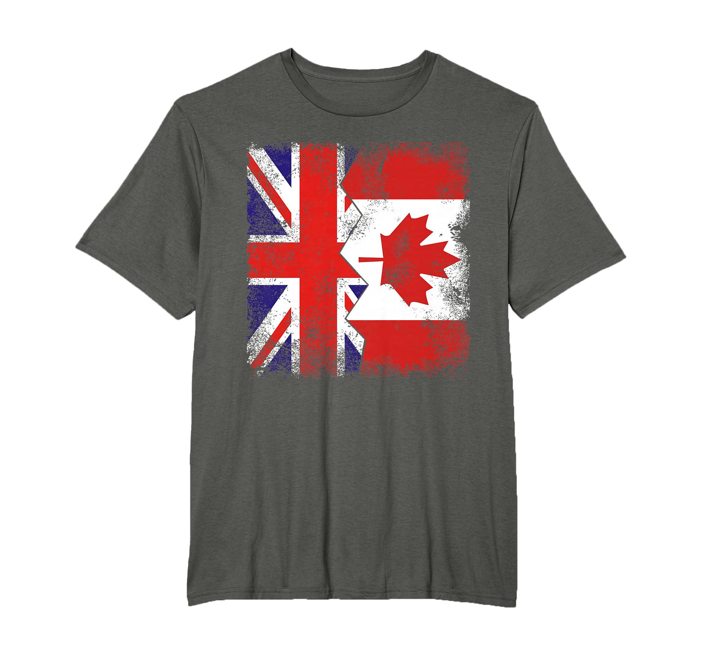 Canadian Roots Half British Flags Uk T-Shirt - Novelty Apparel for Adults - T-Shirt, Sweatshirt, Hoodie