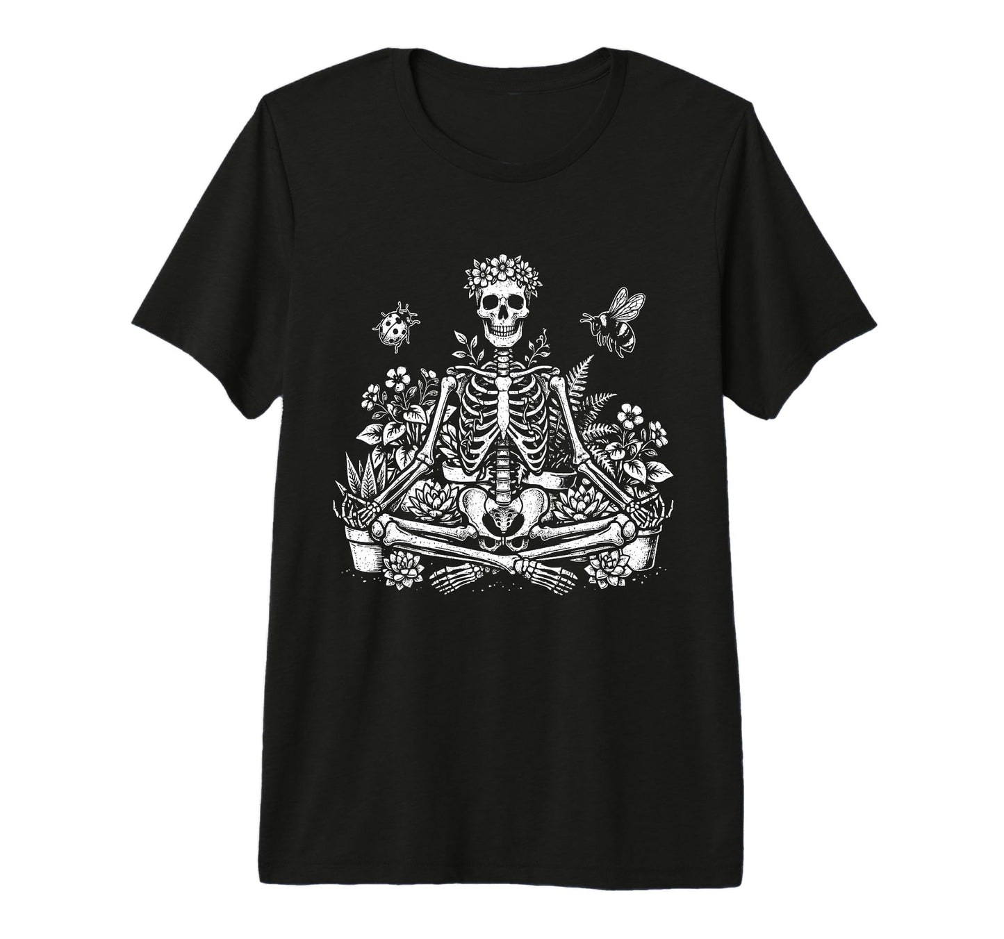 Yoga Skeleton Grounded Botanical T-Shirt - Fun Novelty Design Men Women - T-Shirt, Sweatshirt, Hoodie