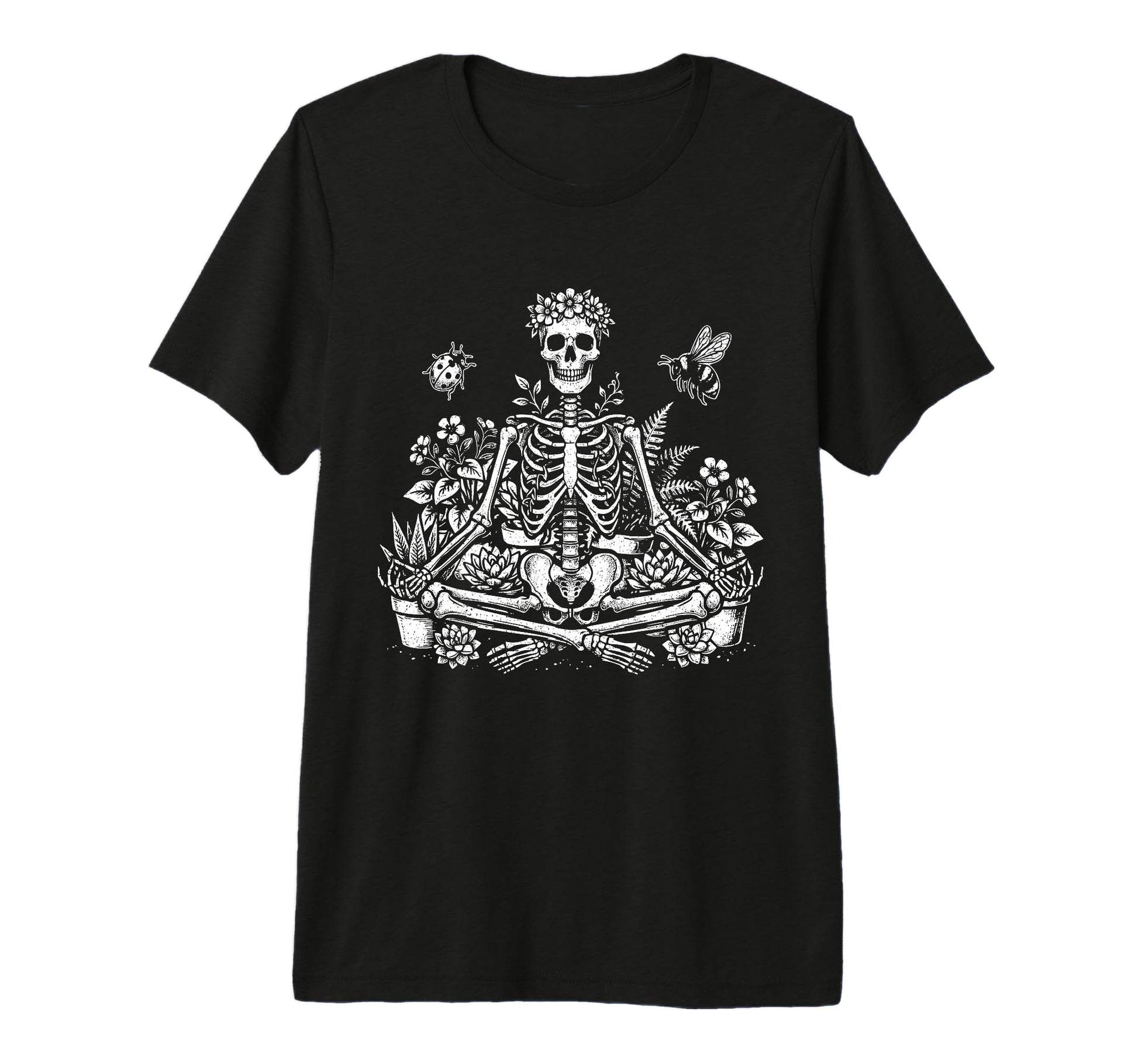 Yoga Skeleton Grounded Botanical T-Shirt - Fun Novelty Design Men Women - T-Shirt, Sweatshirt, Hoodie