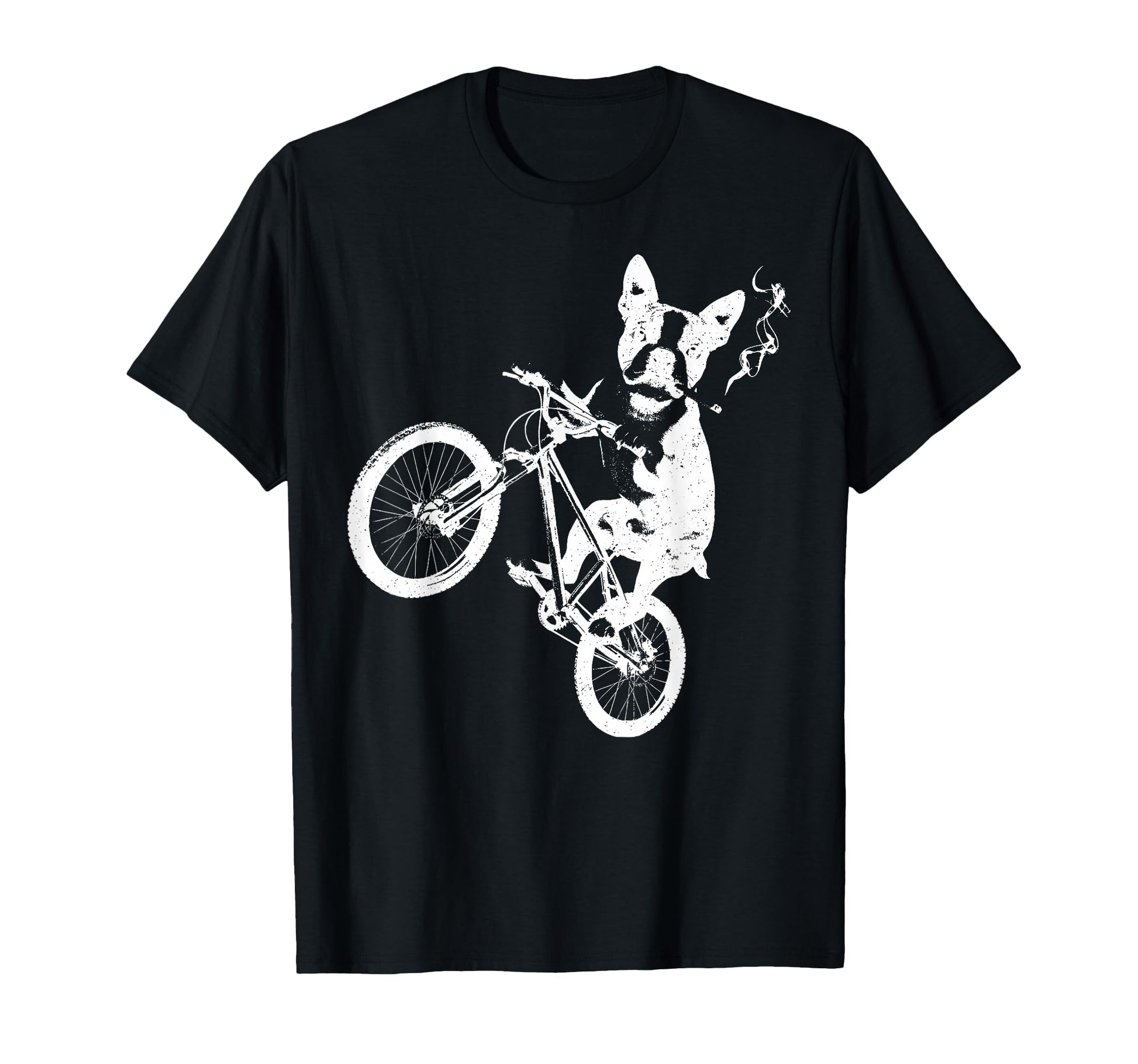 Boston Terrier Riding Bicycle Smoking T-Shirt - Streetwear Style Men Women - T-Shirt, Sweatshirt, Hoodie