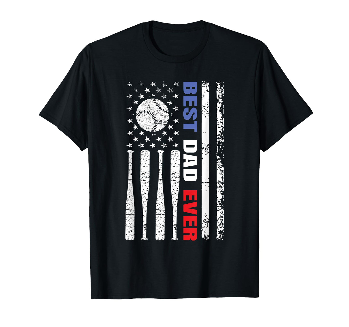Best Dad Ever Baseball Fan Usa Flag T-Shirt - Fun Novelty Design Unisex - T-Shirt, Sweatshirt, Hoodie
