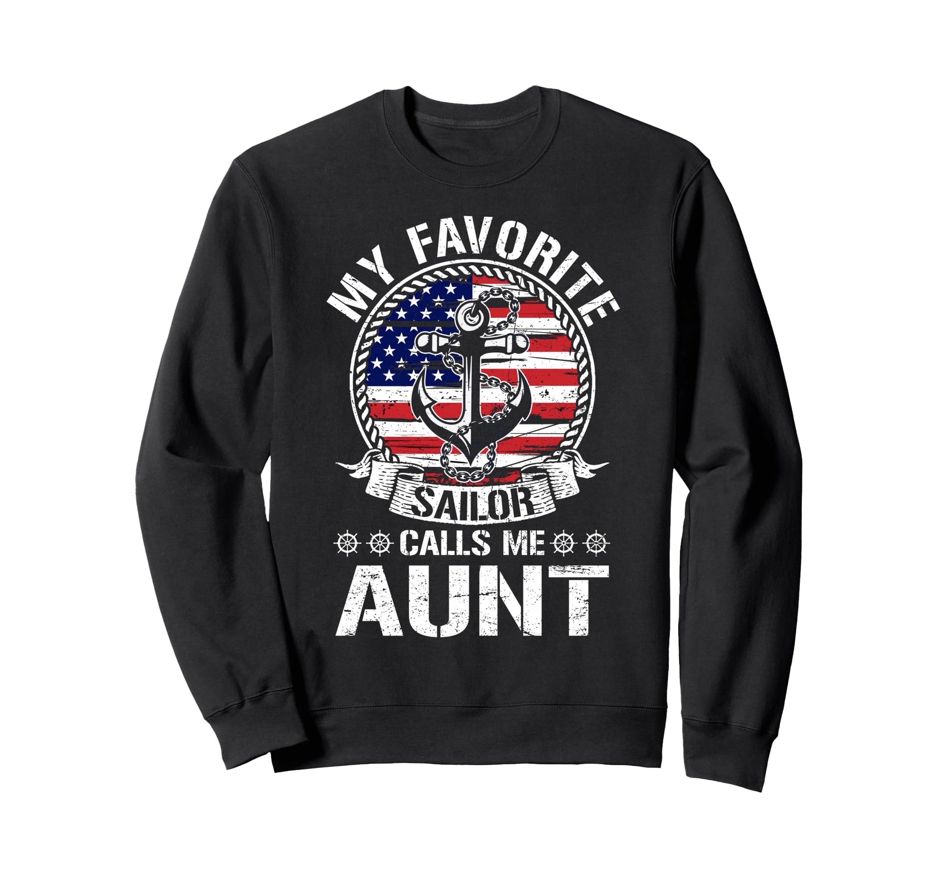 Proud Sailor Aunt Anchor Flag Usa Sweatshirt - Minimalist Print for Adults - T-Shirt, Sweatshirt, Hoodie
