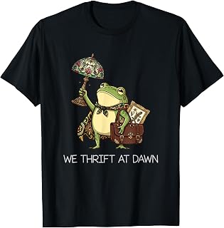 We Thrift At Dawn Vintage Funny Frog Thrifting Meme T-Shirt Unisex T-shirt, Sweatshirt, Hoodie, Long Sleeve Tee - T-Shirt, Sweatshirt, Hoodie