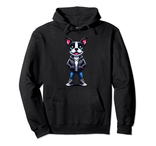 Boston Terrier Dog Jacket Outfit Dog Hoodie - Minimalist Print Men Women - T-Shirt, Sweatshirt, Hoodie
