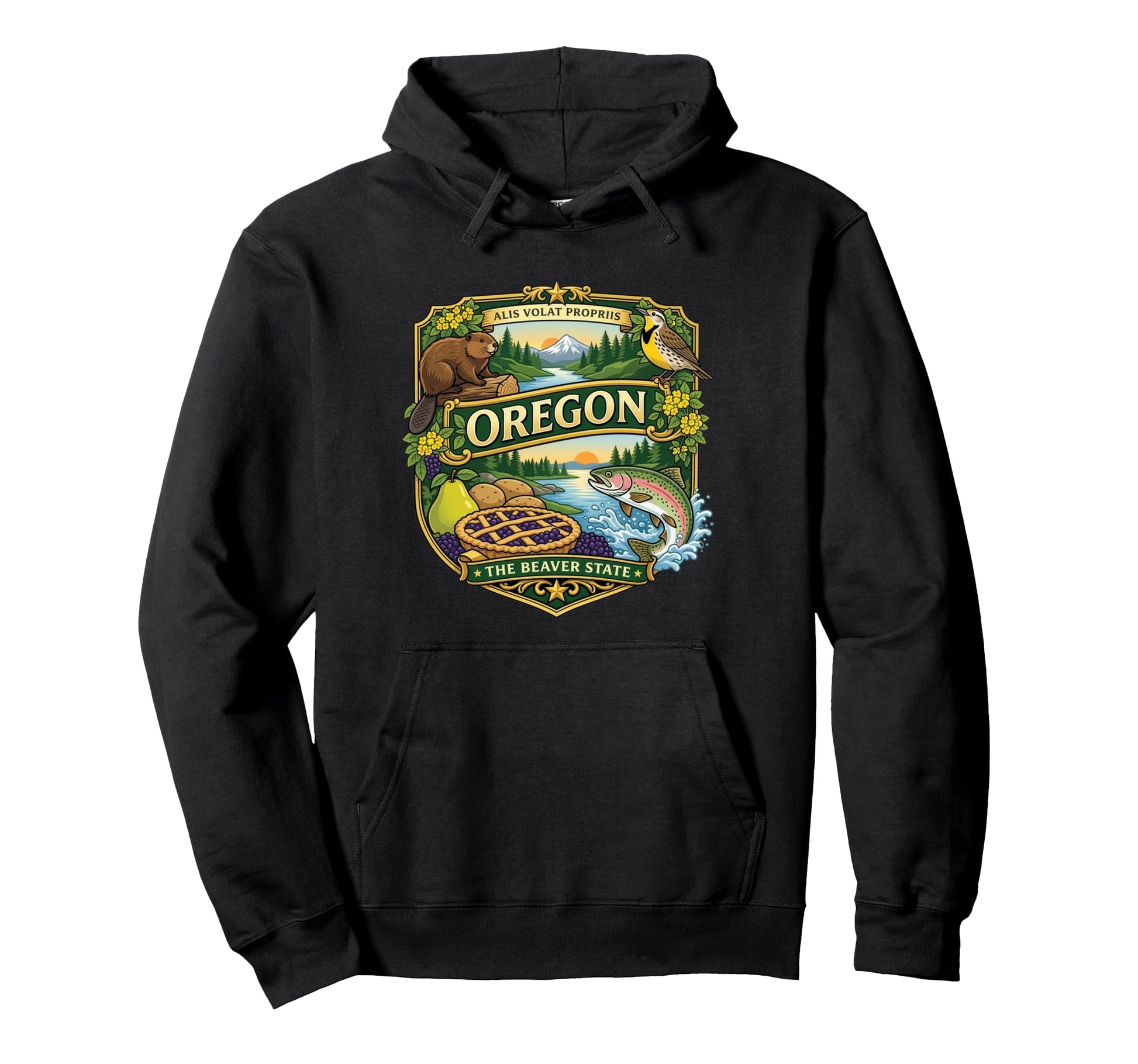 Oregon State Symbols Novelty Souvenir Hoodie - Streetwear Style Unisex - T-Shirt, Sweatshirt, Hoodie