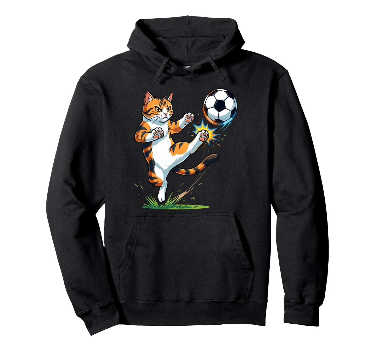 Funny Ginger Cat Playing Soccer Player Hoodie - Trendy Graphic Unisex - T-Shirt, Sweatshirt, Hoodie