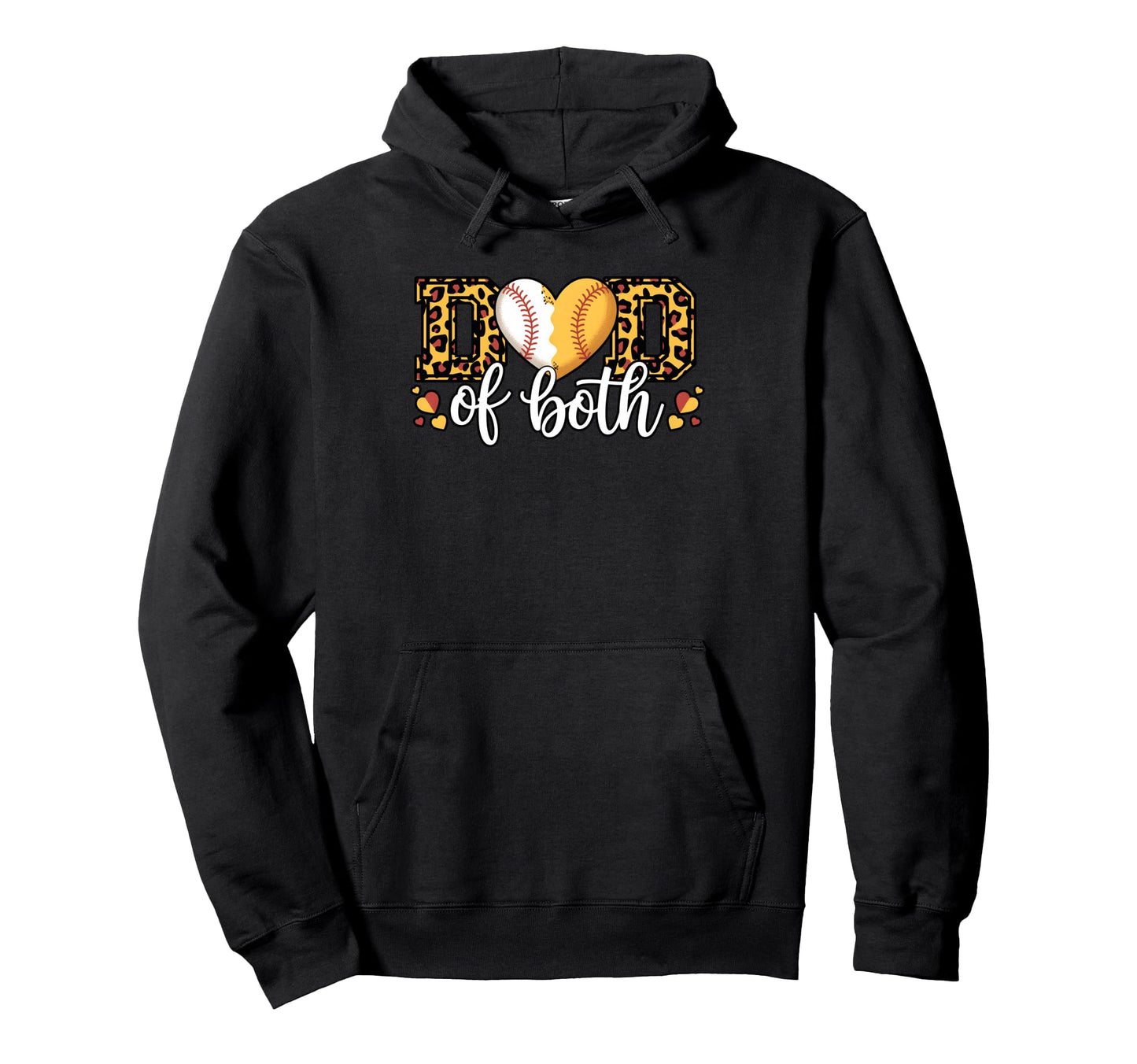 Dad Both Baseball Softball Heart Hoodie - Casual Everyday Wear for Adults - T-Shirt, Sweatshirt, Hoodie