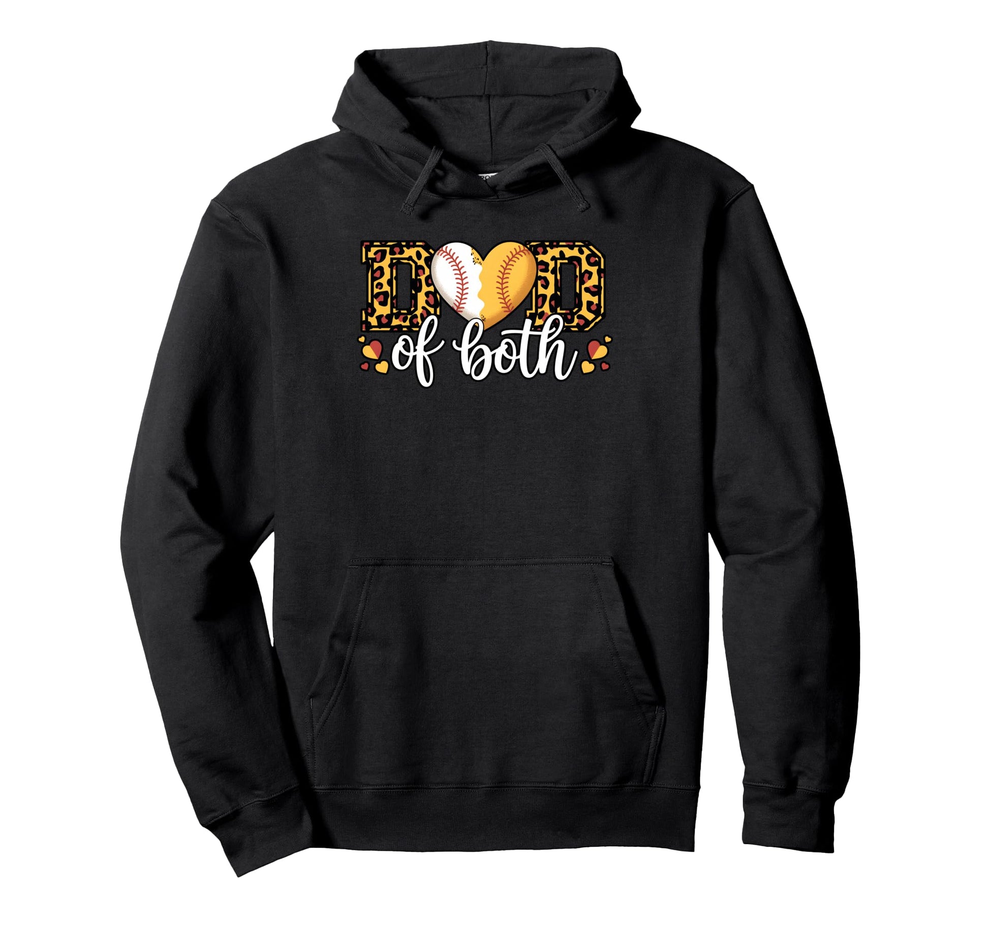 Dad Both Baseball Softball Heart Hoodie - Casual Everyday Wear for Adults - T-Shirt, Sweatshirt, Hoodie