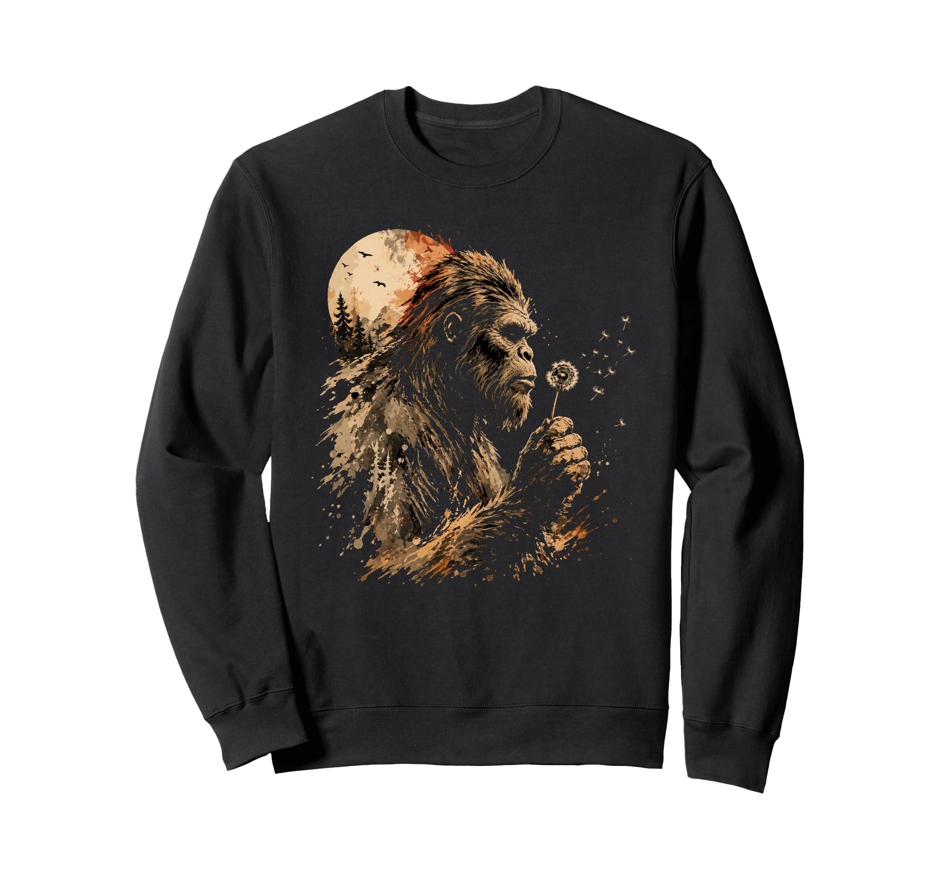 Blowing Wishes Funny Bigfoot Blowing Sweatshirt - Graphic Print Unisex - T-Shirt, Sweatshirt, Hoodie