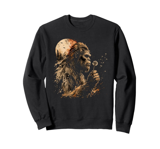 Blowing Wishes Funny Bigfoot Blowing Sweatshirt - Graphic Print Unisex - T-Shirt, Sweatshirt, Hoodie