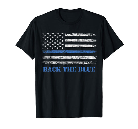 Back Blue Thin Blue Line American T-Shirt - Streetwear Style Men Women - T-Shirt, Sweatshirt, Hoodie