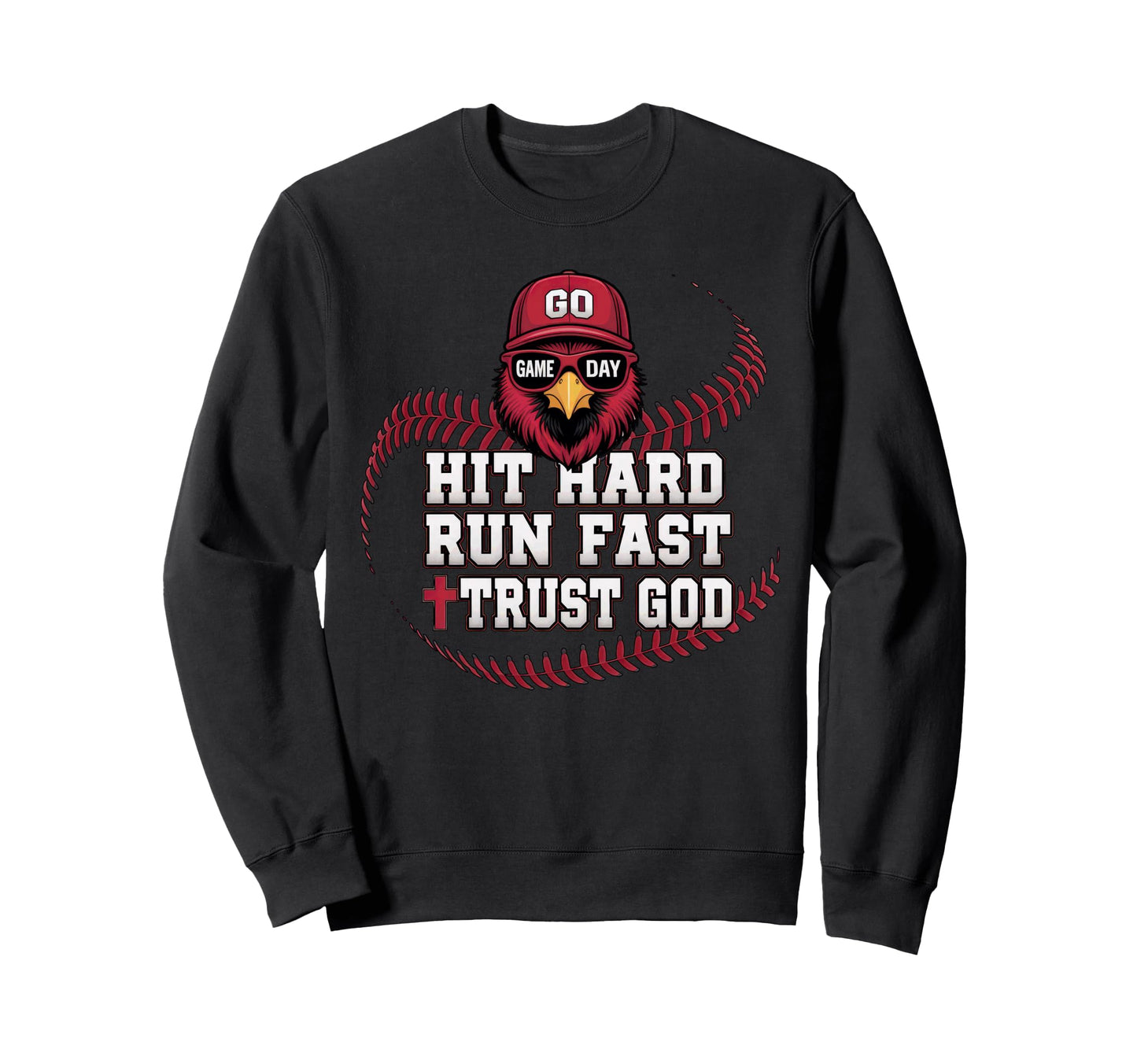 Hit Hard Run Fast Trust God Sweatshirt - Novelty Apparel for Adults - T-Shirt, Sweatshirt, Hoodie